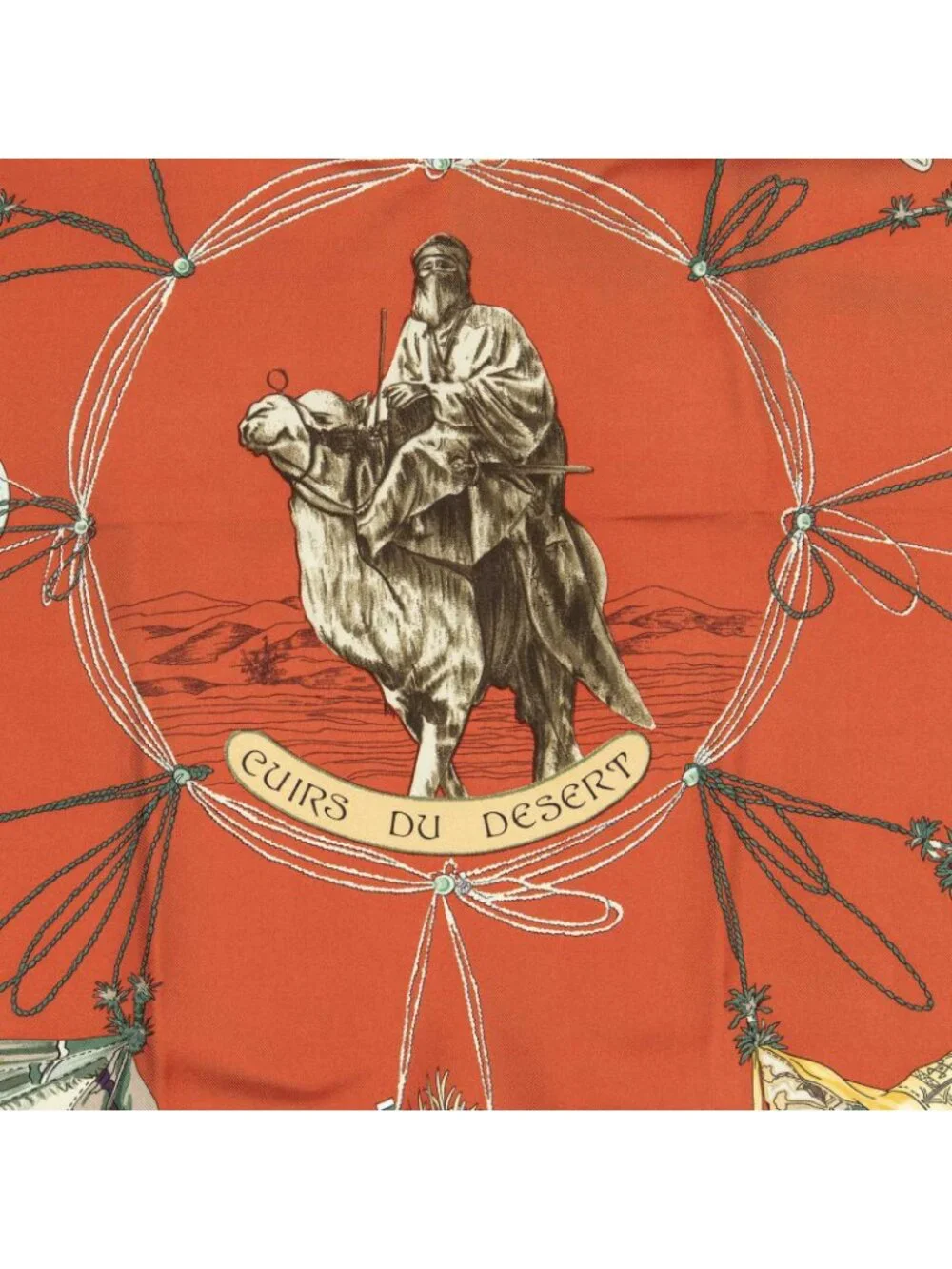 Hermes Scarf Red Brown Green Silk